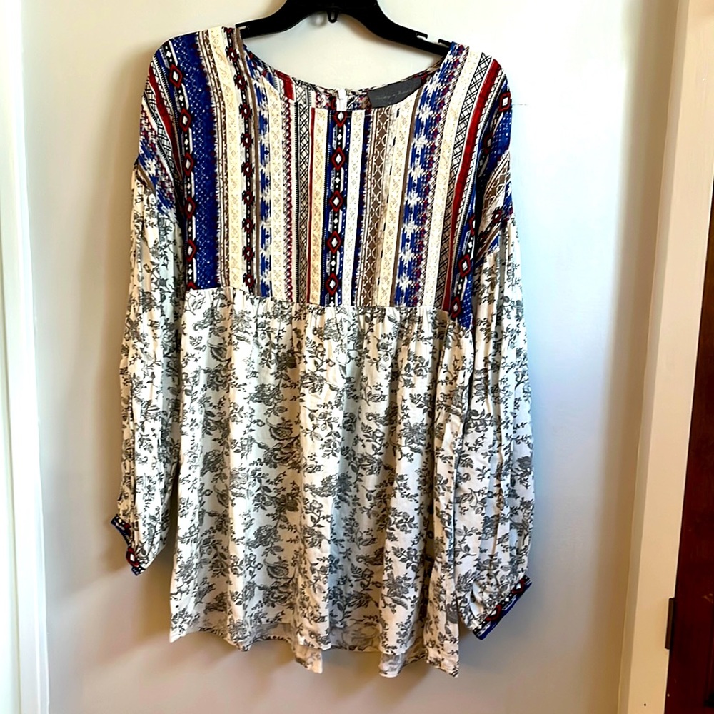 Anthropologie Sunday In Brooklyn rayon/linen blend babydoll top size Large